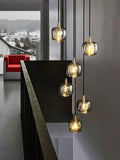 Tall Entryway Spiral Cubes Crystal Pendant Light