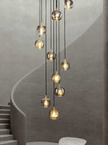 Tall Entryway Spiral Cubes Crystal Pendant Light