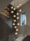 Tall Entryway Spiral Cubes Crystal Pendant Light