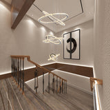 Modern Multiple Rings Warm/Cold Colors Galaxy Crystal Chandelier For Living Room