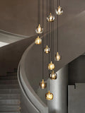 Tall Entryway Spiral Cubes Crystal Pendant Light