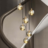 Tall Entryway Spiral Cubes Crystal Pendant Light