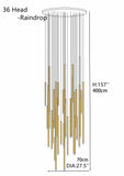 Cluster Tube Contemporary Chandelier for High Ceiling Stairwell Foyer and Lobby