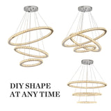 Modern Multiple Rings Warm/Cold Colors Galaxy Crystal Chandelier For Living Room