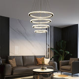 Modern Multiple Rings Warm/Cold Colors Galaxy Crystal Chandelier For Living Room