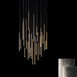 Cluster Tube Contemporary Chandelier for High Ceiling Stairwell Foyer and Lobby