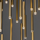 Cluster Tube Contemporary Chandelier for High Ceiling Stairwell Foyer and Lobby