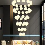 6-Tier Round Raindrop Glass Globe Long Hanging Chandelier - Ceiling Lights