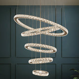 Modern Multiple Rings Warm/Cold Colors Galaxy Crystal Chandelier For Living Room